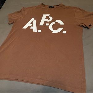 APC T-Shirt, Designer, Brown, Casual, Paris, Graphic, Shirt